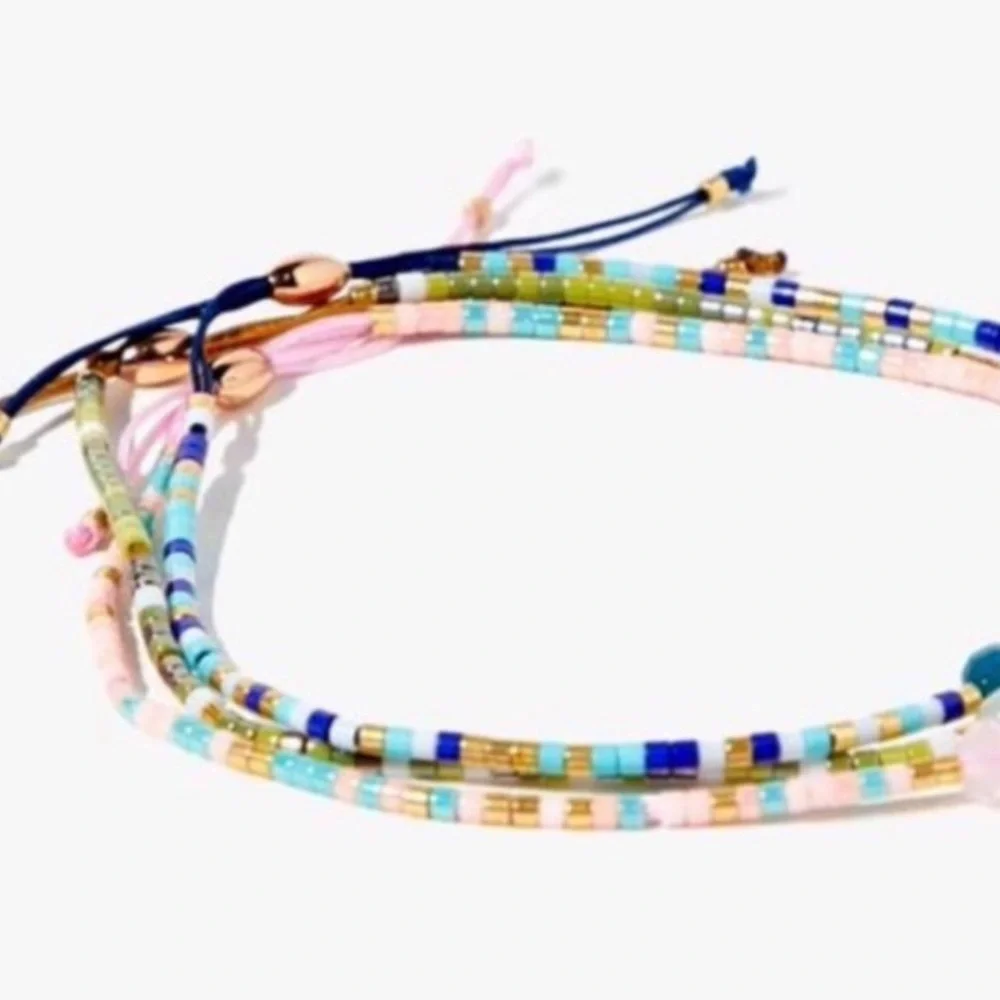 Hand Beaded Pull Chain Multi Bracelet - Set of 3